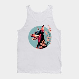 Miniature Pinscher Delights in Spring Cherry Blossoms Tank Top